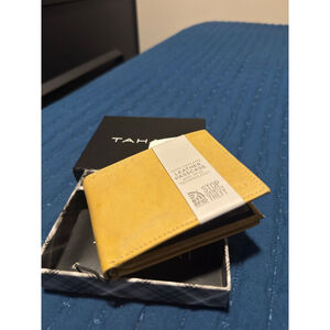 Tahari Yellow Leather Key & Card Holder Minimalist Design